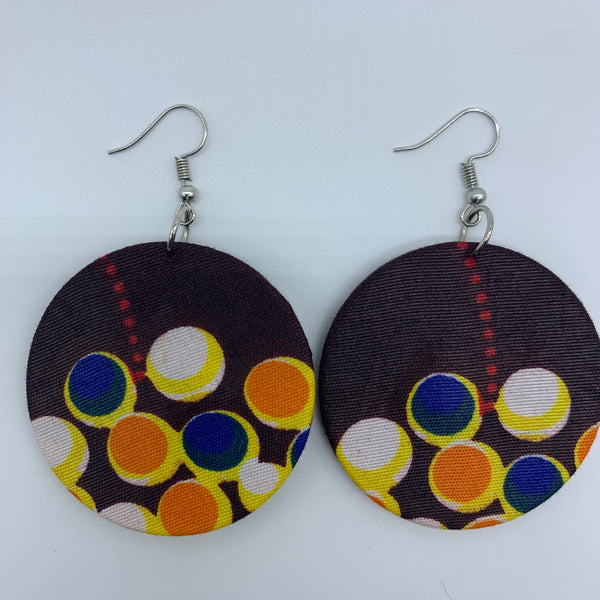 African Print Earrings-Round S Brown Variation 5 - Lillon Boutique