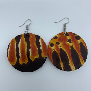 African Print Earrings-Round S Brown Variation 4 - Lillon Boutique