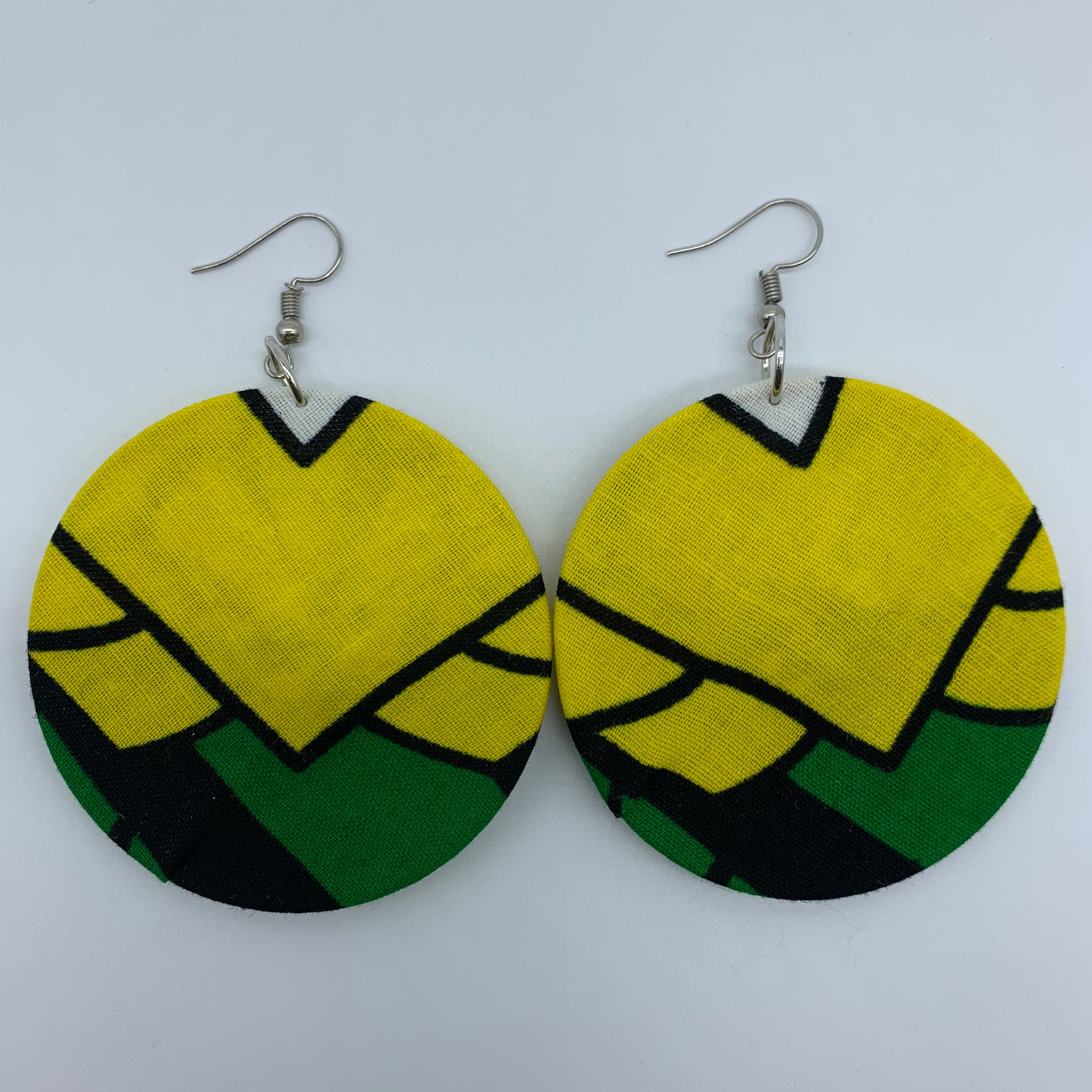 African Print Earrings-Round M Yellow Variation 2 - Lillon Boutique