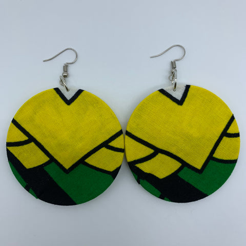 African Print Earrings-Round M Yellow Variation 2 - Lillon Boutique