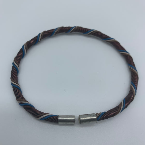 Telephone Wire W/Metal Wire Bracelet-Blue Variation 2 - Lillon Boutique