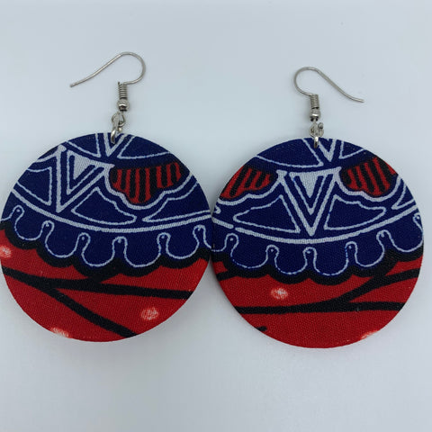 African Print Earrings-Round S Red Variation 15 - Lillon Boutique