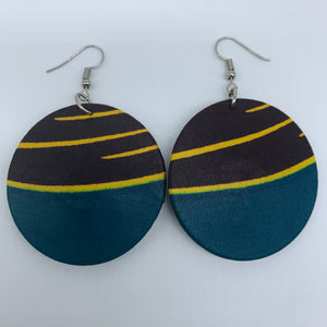 African Print Earrings-Round S Blue Variation 12 - Lillon Boutique