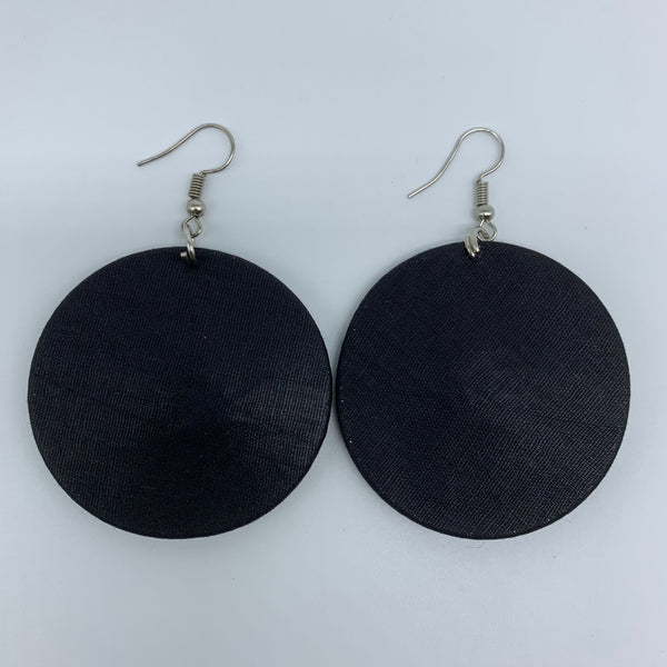 African Print Earrings-Round S Black Variation 4 - Lillon Boutique