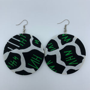 African Print Earrings-Round M Black Variation 5 - Lillon Boutique