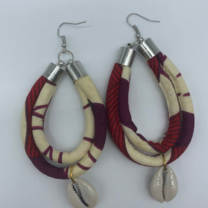 African Print W/Shell Earrings- IC Red Variation - Lillon Boutique
