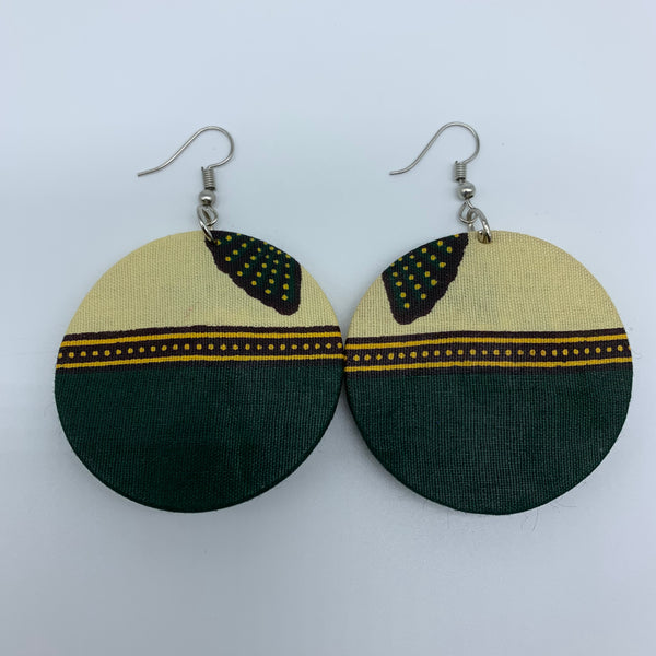 African Print Earrings-Round S Green Variation 11 - Lillon Boutique