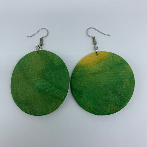 African Print Earrings-Round S Green Variation 6 - Lillon Boutique