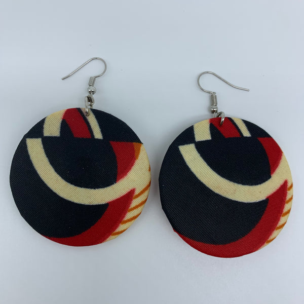 African Print Earrings-Round S Black Variation 6 - Lillon Boutique