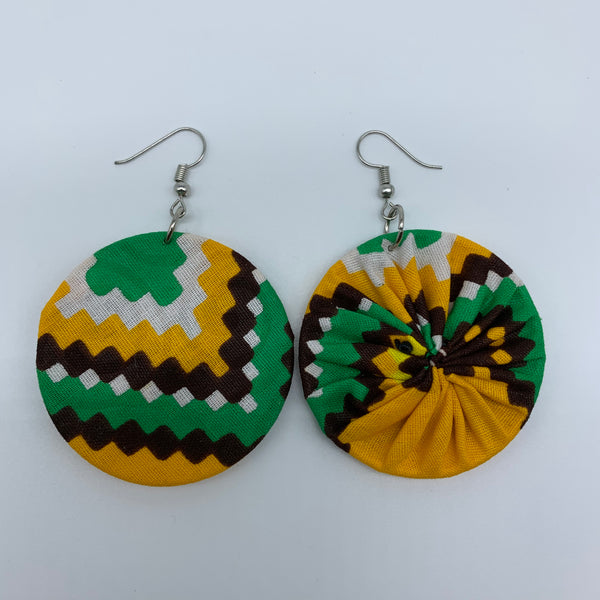 African Print Earrings-Round S Yellow Variation 5 - Lillon Boutique