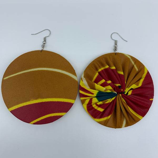 African Print Earrings-Round L Red Variation 3 - Lillon Boutique