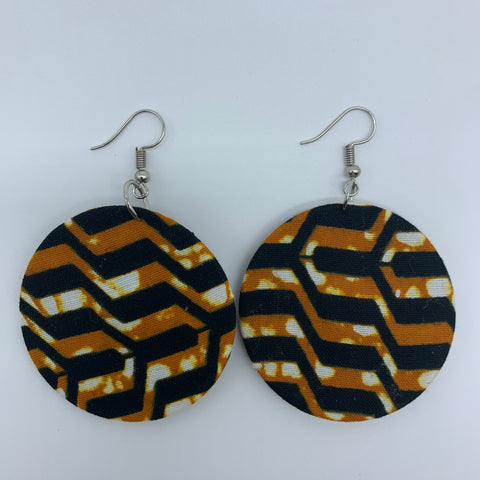 African Print Earrings-Round S Brown Variation - Lillon Boutique