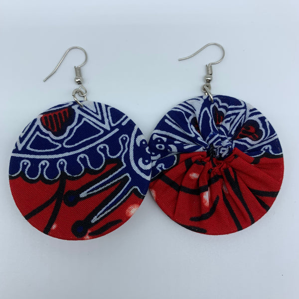 African Print Earrings-Round S Red Variation 7 - Lillon Boutique