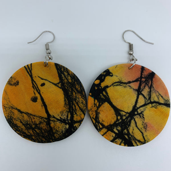 African Print Earrings-Round S Orange Variation 15 - Lillon Boutique