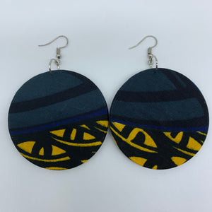 African Print Earrings-Round M Yellow Variation 5 - Lillon Boutique