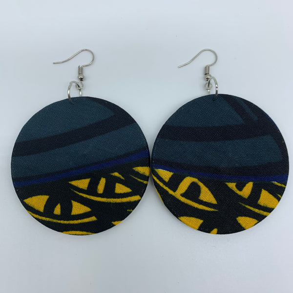 African Print Earrings-Round M Yellow Variation 5 - Lillon Boutique