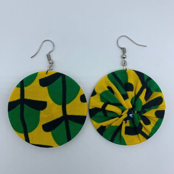 African Print Earrings-Round S Yellow Variation - Lillon Boutique