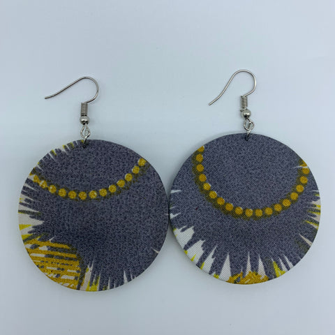 African Print Earrings-Round S Yellow Variation 6 - Lillon Boutique