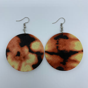 African Print Earrings-Round S Brown Variation 6 - Lillon Boutique