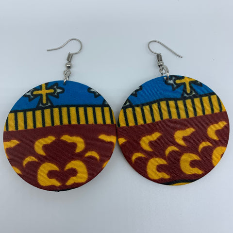 African Print Earrings-Round S Red Variation 14 - Lillon Boutique