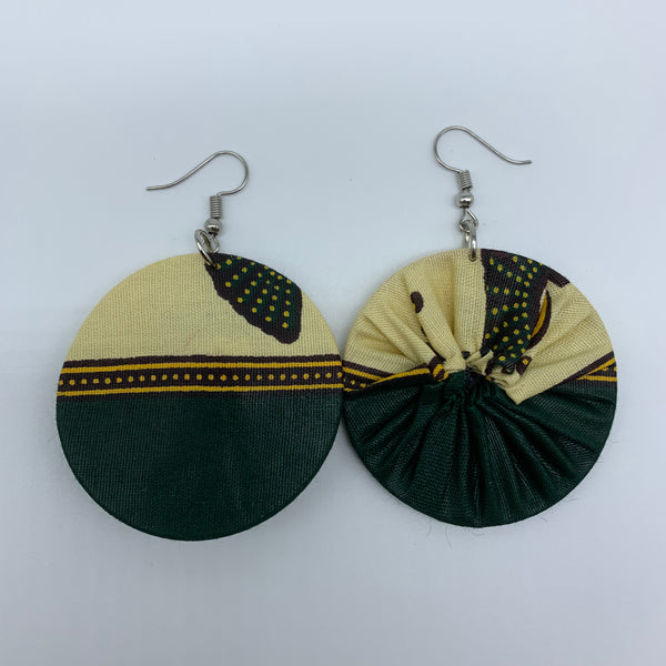 African Print Earrings-Round S Green Variation 11 - Lillon Boutique