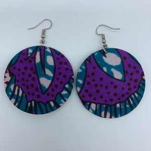 African Print Earrings-Round S Blue Variation 17 - Lillon Boutique