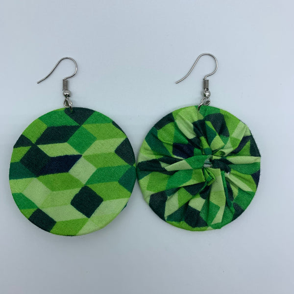 African Print Earrings-Round S Green Variation - Lillon Boutique