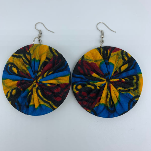 African Print Earrings-Round M Yellow Variation 10 - Lillon Boutique