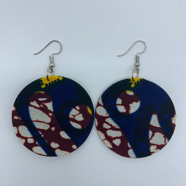 African Print Earrings-Round S Blue Variation - Lillon Boutique