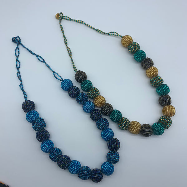 Beaded Necklace-Blue Variation - Lillon Boutique