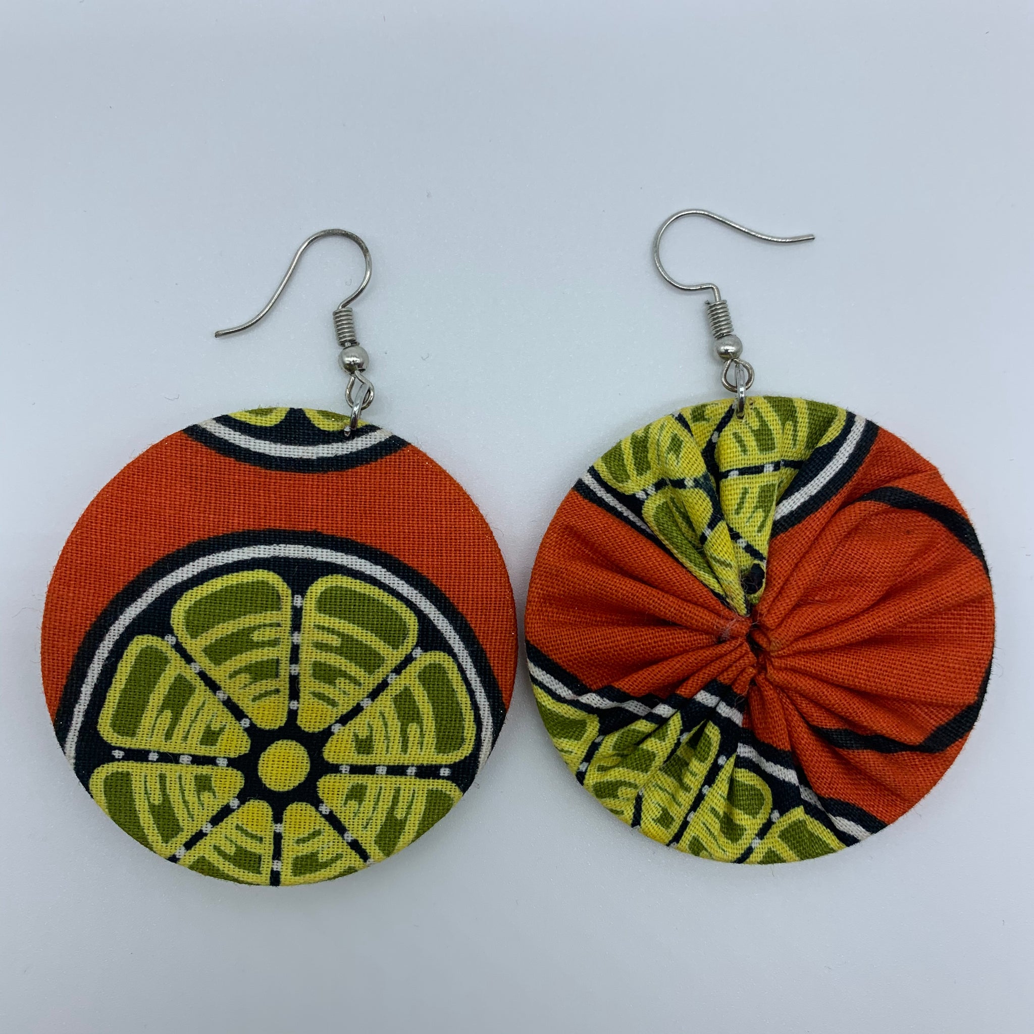 African Print Earrings-Round S Orange Variation - Lillon Boutique