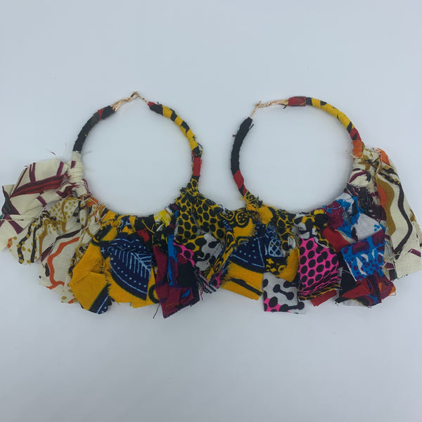 African Print Earrings-Zoba Zoba Hoops Red Variation 2 - Lillon Boutique