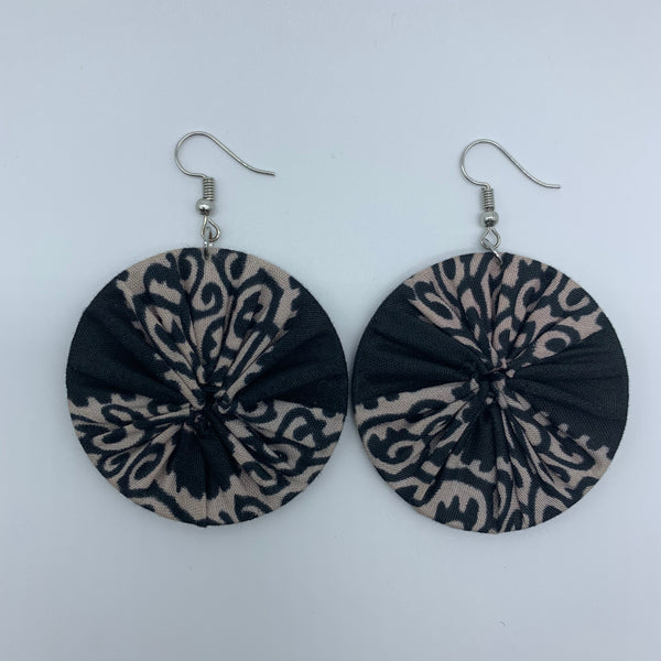 African Print Earrings-Round S Black Variation 2 - Lillon Boutique