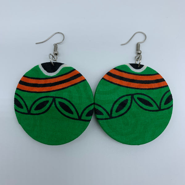 African Print Earrings-Round S Green Variation 13 - Lillon Boutique