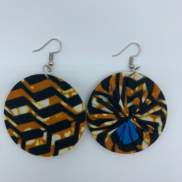 African Print Earrings-Round S Brown Variation - Lillon Boutique