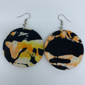 African Print Earrings-Round S Orange Variation 11 - Lillon Boutique