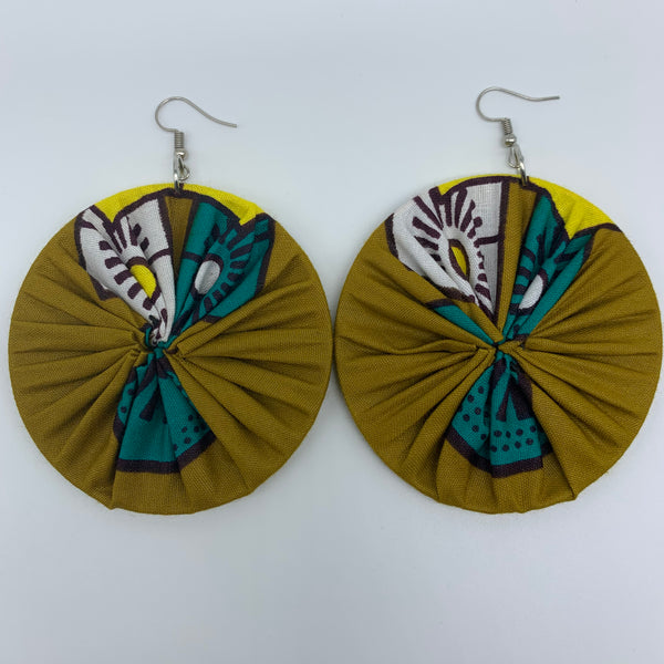 African Print Earrings-Round L Yellow Variation 2 - Lillon Boutique