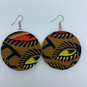 African Print Earrings-Round S Brown Variation 2 - Lillon Boutique