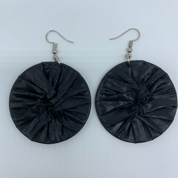 African Print Earrings-Round S Black Variation 5 - Lillon Boutique