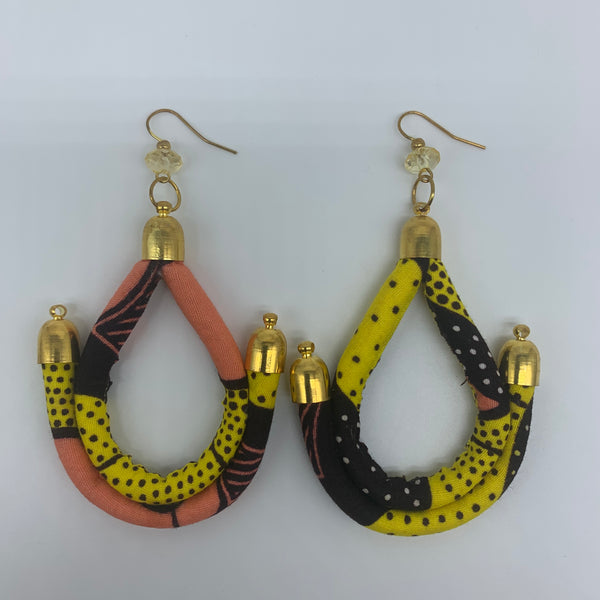 African Print Earrings-Anchor Yellow Variation - Lillon Boutique