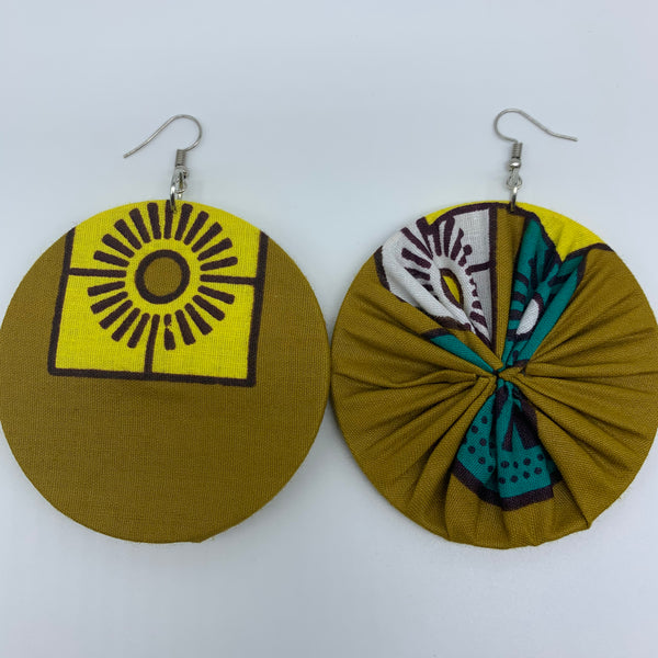 African Print Earrings-Round L Yellow Variation 2 - Lillon Boutique