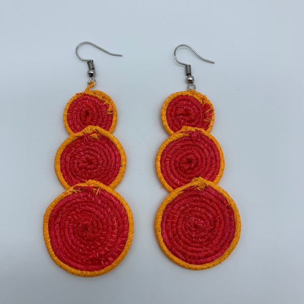 Sisal Earrings- 3C Red Variation 2 - Lillon Boutique