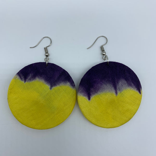 African Print Earrings-Round S Yellow Variation 3 - Lillon Boutique