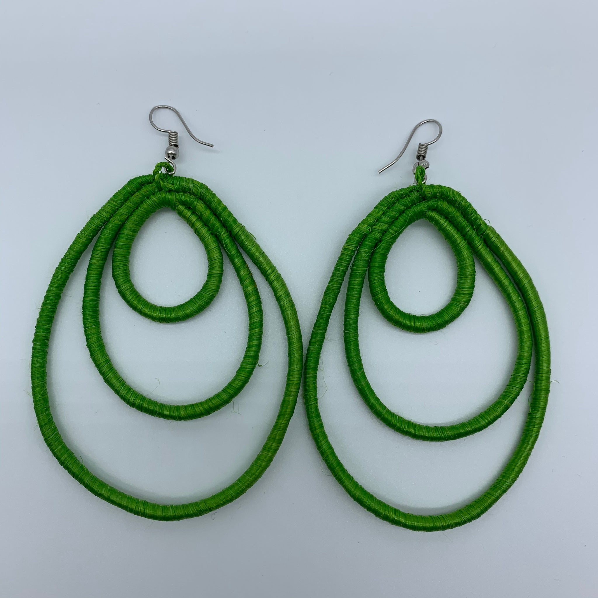 Sisal Earrings- NC L Green Variation 2 - Lillon Boutique
