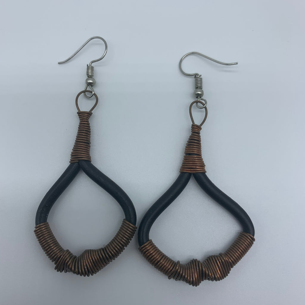 Plastic Earrings W/Metal Wire-Black Variation 2