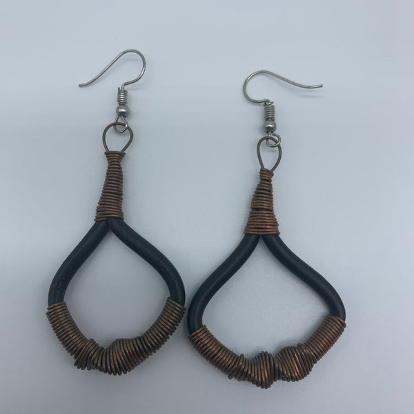 Plastic Earrings W/Metal Wire-Black Variation 2 - Lillon Boutique
