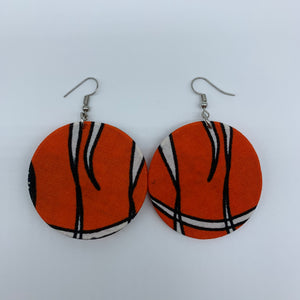 African Print Earrings-Round S Orange Variation 4 - Lillon Boutique