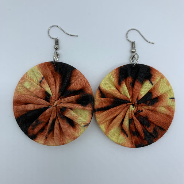 African Print Earrings-Round S Brown Variation 6 - Lillon Boutique