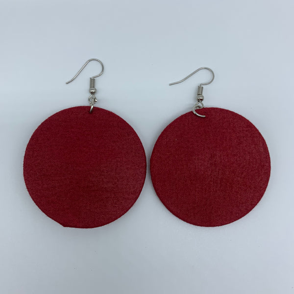 African Print Earrings-Round S Red Variation 5 - Lillon Boutique
