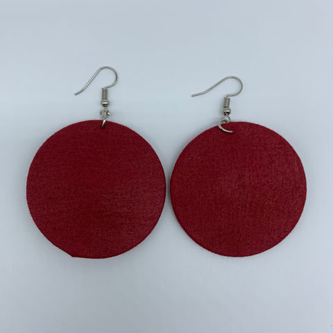 African Print Earrings-Round S Red Variation 5 - Lillon Boutique